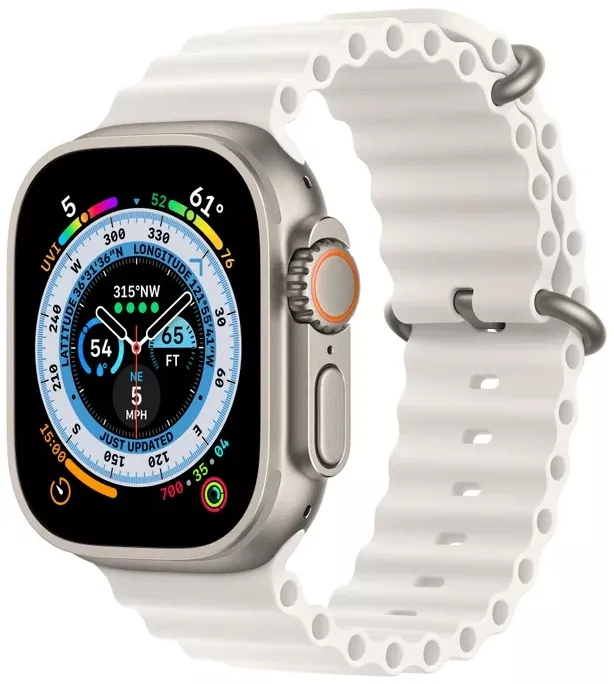 Умные часы Apple Watch Ultra Titanium Case, 130-200, титановый/белый Ocean Band